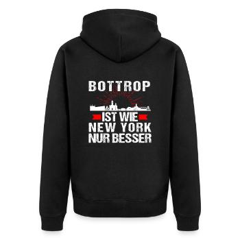 Bottrop Ist Wie New York Nur Besser - Unisex Premium Bio Zip Hoodie - Schwarz - Hinten - Nico (187cm)