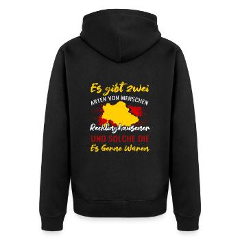 Recklinghausen Stadt Skyline - Unisex Premium Bio Zip Hoodie - Schwarz - Hinten - Nico (187cm)