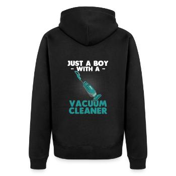 Vacuum cleaner cleaner tidying up housewife - Unisex Premium Organic Zip Hoodie - black - Back - Nico (187cm)