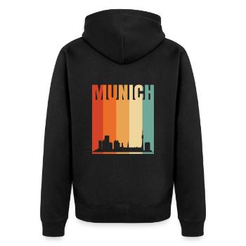 Munich Skyline - Unisex Premium Organic Zip Hoodie - black - Back - Nico (187cm)