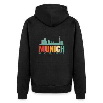 Munich Skyline - Unisex Premium Organic Zip Hoodie - black - Back - Nico (187cm)