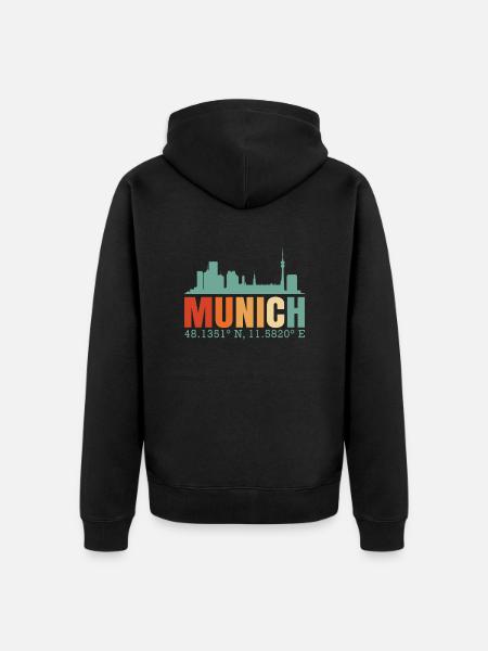 Munich Skyline - Unisex Premium Organic Zip Hoodie - black