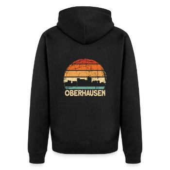 Oberhausen Skyline - Unisex Premium Bio Zip Hoodie - Schwarz - Hinten - Nico (187cm)