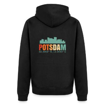 Potsdam Skyline - Unisex Premium Organic Zip Hoodie - black - Back - Nico (187cm)