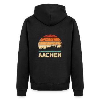 Aachen - Unisex Premium Bio Zip Hoodie - Schwarz - Hinten - Nico (187cm)