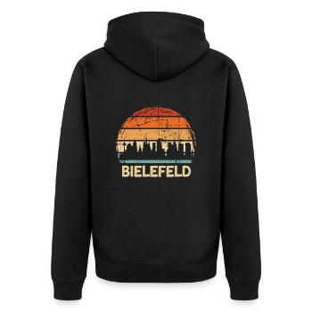 Bielefeld - Unisex Premium Bio Zip Hoodie - Schwarz - Hinten - Nico (187cm)