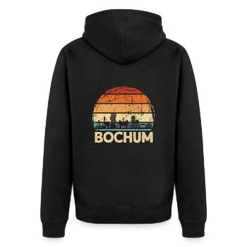 Bochum - Unisex Premium Bio Zip Hoodie - Schwarz - Hinten - Nico (187cm)