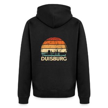 Duisburg - Unisex Premium Organic Zip Hoodie - black - Back - Nico (187cm)