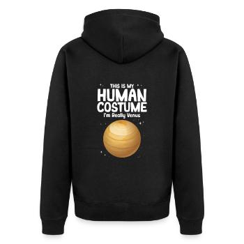 Venus - Unisex Premium Bio Zip Hoodie - Schwarz - Hinten - Nico (187cm)