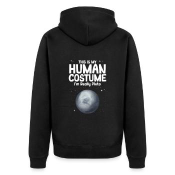 Pluto - Unisex Premium Organic Zip Hoodie - black - Back - Nico (187cm)