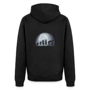 Pluto - Unisex Premium Organic Zip Hoodie - black - Back - Nico (187cm)