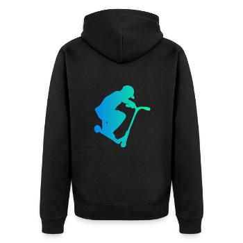 Scooter Roller Tretroller Geschenk - Unisex Premium Bio Zip Hoodie - Schwarz - Hinten - Nico (187cm)