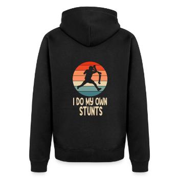 Scooter Roller Tretroller Geschenk - Unisex Premium Bio Zip Hoodie - Schwarz - Hinten - Nico (187cm)