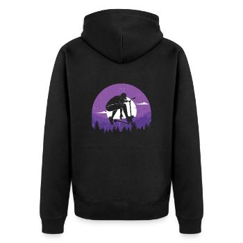 Scooter Roller Tretroller Geschenk - Unisex Premium Bio Zip Hoodie - Schwarz - Hinten - Nico (187cm)