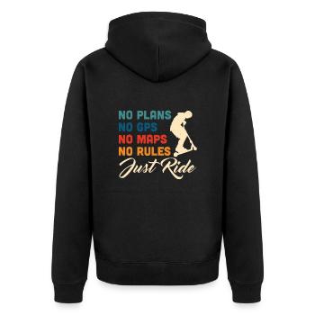 Scooter Roller Tretroller Geschenk - Unisex Premium Bio Zip Hoodie - Schwarz - Hinten - Nico (187cm)