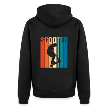 Scooter Roller Tretroller Geschenk - Unisex Premium Bio Zip Hoodie - Schwarz - Hinten - Nico (187cm)