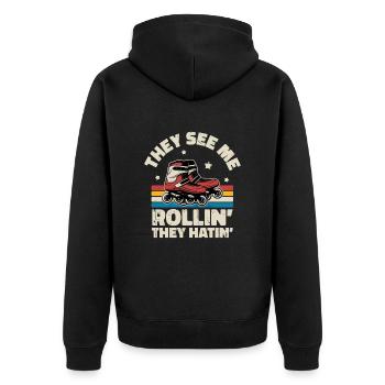 Inline Skating Inline Skating Gift - Unisex Premium Organic Zip Hoodie - black - Back - Nico (187cm)