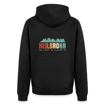 Heilbronn - Unisex Premium Bio Zip Hoodie - Schwarz - Hinten - Nico (187cm)