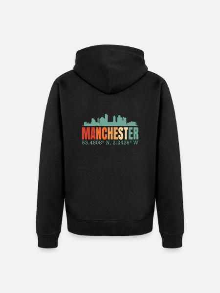 Manchester - Unisex Premium Organic Zip Hoodie - black