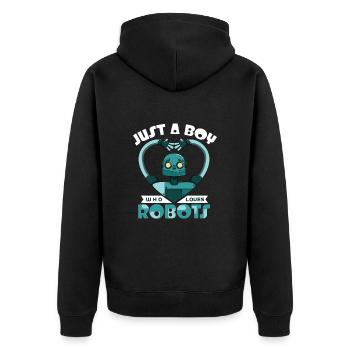 Roboter - Unisex Premium Bio Zip Hoodie - Schwarz - Hinten - Nico (187cm)