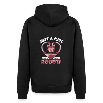 Roboter - Unisex Premium Bio Zip Hoodie - Schwarz - Hinten - Nico (187cm)