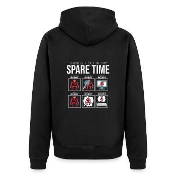 Roboter - Unisex Premium Bio Zip Hoodie - Schwarz - Hinten - Nico (187cm)