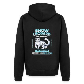 Schneeleopard - Unisex Premium Bio Zip Hoodie - Schwarz - Hinten - Nico (187cm)