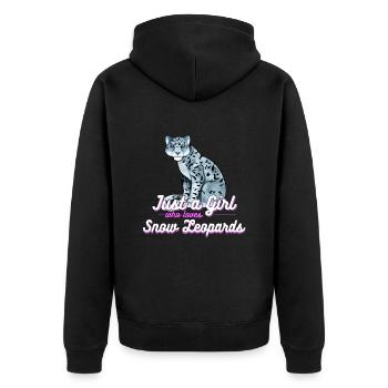 Schneeleopard - Unisex Premium Bio Zip Hoodie - Schwarz - Hinten - Nico (187cm)