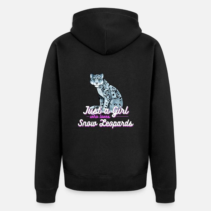 Schneeleopard - Unisex Premium Bio Zip Hoodie - Schwarz