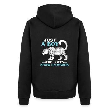 Schneeleopard - Unisex Premium Bio Zip Hoodie - Schwarz - Hinten - Nico (187cm)