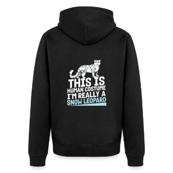 Schneeleopard - Unisex Premium Bio Zip Hoodie - Schwarz - Hinten - Nico (187cm)