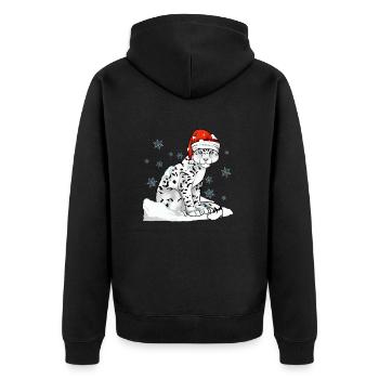 Schneeleopard - Unisex Premium Bio Zip Hoodie - Schwarz - Hinten - Nico (187cm)