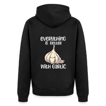 Knoblauch Knoblauchbrot Geschenk - Unisex Premium Bio Zip Hoodie - Schwarz - Hinten - Nico (187cm)