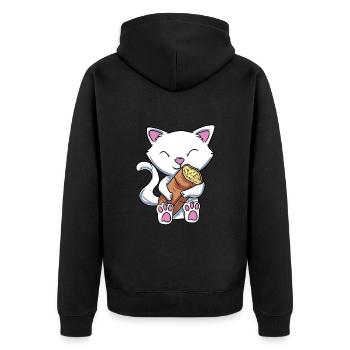 Knoblauch Knoblauchbrot Geschenk - Unisex Premium Bio Zip Hoodie - Schwarz - Hinten - Nico (187cm)
