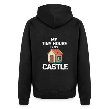Tiny House - Unisex Premium Bio Zip Hoodie - Schwarz - Hinten - Nico (187cm)