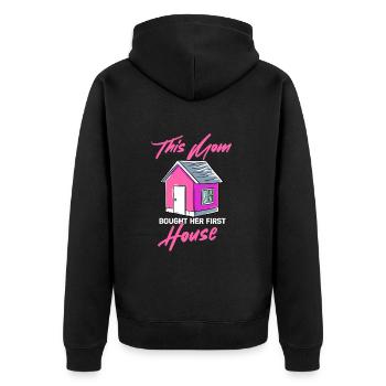 Erstes Haus Mama Geschenk - Unisex Premium Bio Zip Hoodie - Schwarz - Hinten - Nico (187cm)