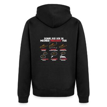 Dinge Die Ich In Meiner Freizeit Mache Posaune - Unisex Premium Bio Zip Hoodie - Schwarz - Hinten - Nico (187cm)
