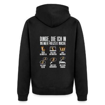 Dinge Die Ich In Meiner Freizeit Mache Tiger - Unisex Premium Bio Zip Hoodie - Schwarz - Hinten - Nico (187cm)