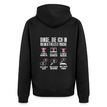 Dinge Die Ich In Meiner Freizeit Mache Elefanten - Unisex Premium Bio Zip Hoodie - Schwarz - Hinten - Nico (187cm)