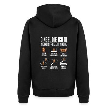 Dinge Die Ich In Meiner Freizeit Mache Affen - Unisex Premium Bio Zip Hoodie - Schwarz - Hinten - Nico (187cm)