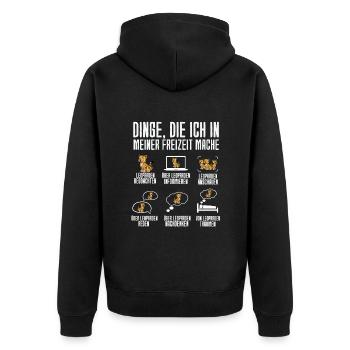 Dinge Die Ich In Meiner Freizeit Mache Leopard - Unisex Premium Bio Zip Hoodie - Schwarz - Hinten - Nico (187cm)