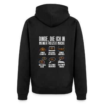 Dinge Die Ich In Meiner Freizeit Mache Spinnen - Unisex Premium Bio Zip Hoodie - Schwarz - Hinten - Nico (187cm)