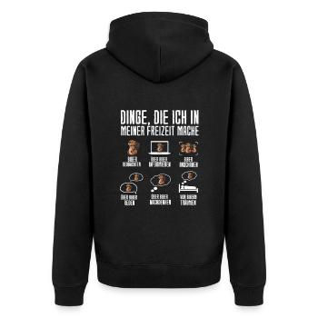 Dinge Die Ich In Meiner Freizeit Mache Biber - Unisex Premium Bio Zip Hoodie - Schwarz - Hinten - Nico (187cm)