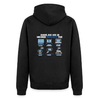 Dinge Die Ich In Meiner Freizeit Mache Griechenlan - Unisex Premium Bio Zip Hoodie - Schwarz - Hinten - Nico (187cm)
