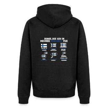 Dinge Die Ich In Meiner Freizeit Mache Finnland - Unisex Premium Bio Zip Hoodie - Schwarz - Hinten - Nico (187cm)