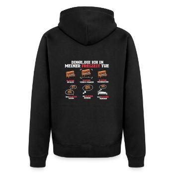 Dinge Die Ich In Meiner Freizeit Mache Klavier - Unisex Premium Bio Zip Hoodie - Schwarz - Hinten - Nico (187cm)