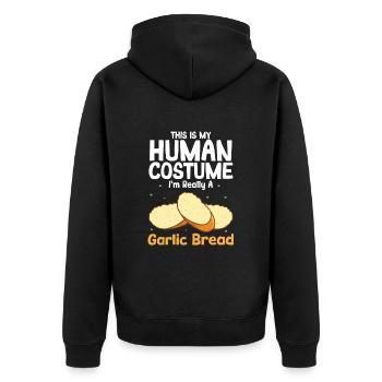 Knoblauch Knoblauchbrot Essen Geschenk - Unisex Premium Bio Zip Hoodie - Schwarz - Hinten - Nico (187cm)