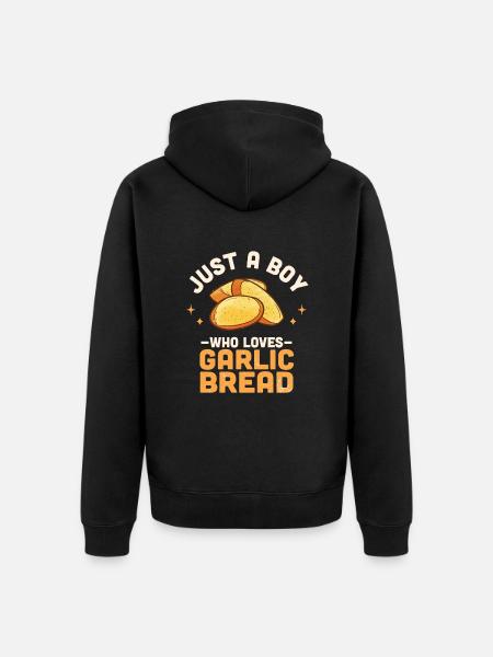 Garlic Garlic Bread Food Gift - Unisex Premium Organic Zip Hoodie - black