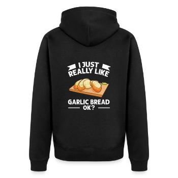 Garlic Garlic Bread Food Gift - Unisex Premium Organic Zip Hoodie - black - Back - Nico (187cm)