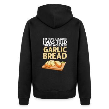 Knoblauch Knoblauchbrot Essen Geschenk - Unisex Premium Bio Zip Hoodie - Schwarz - Hinten - Nico (187cm)